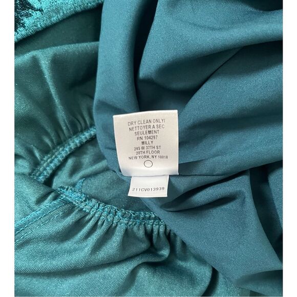 Milly Minis Blue Crushed Velvet Ruffle Trim Lined Flutter Sleeve Shift Dress 16 - Picture 5 of 5